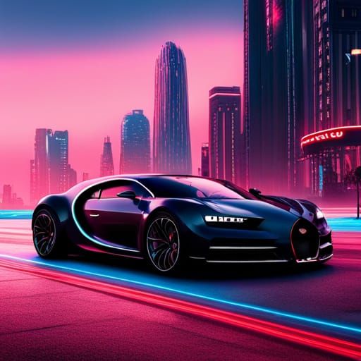 Bugatti Chiron in Cyberpunk 2099 Neon Style