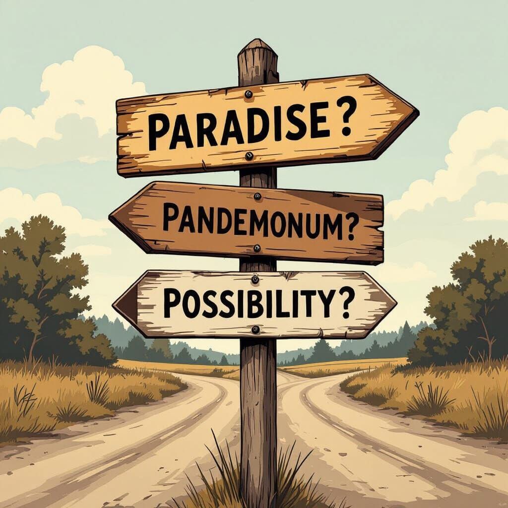 Crossroads Signpost to Paradise, Pandemonium, Possibility
