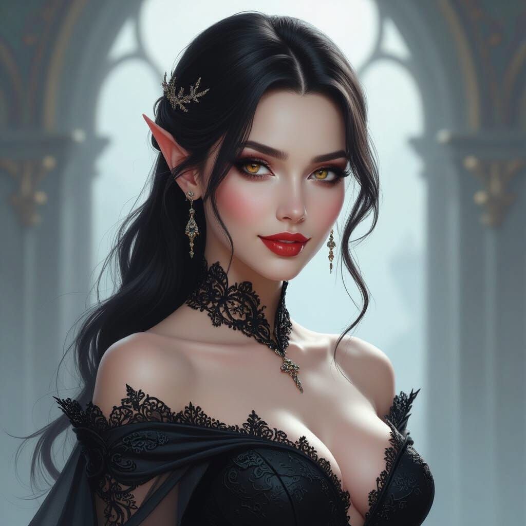 Vampire Beauty in Digital Matte Painting Style