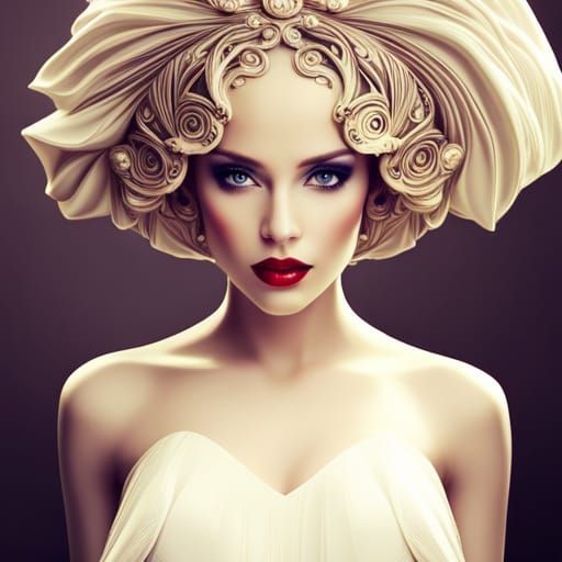 Vintage Close-Up of a Beautiful Woman in Porcelain