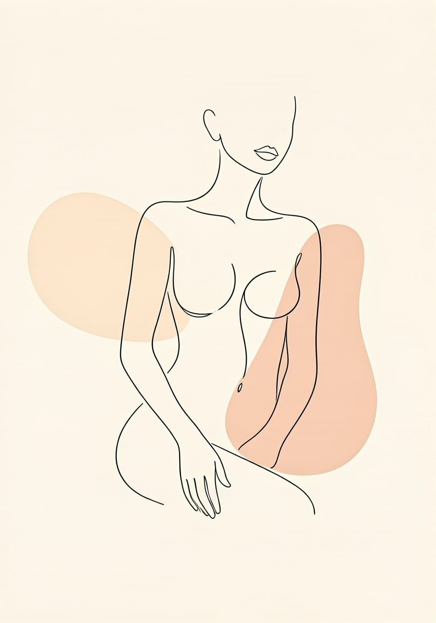 Elegant Minimalist Line Drawing of an Abstract Woman