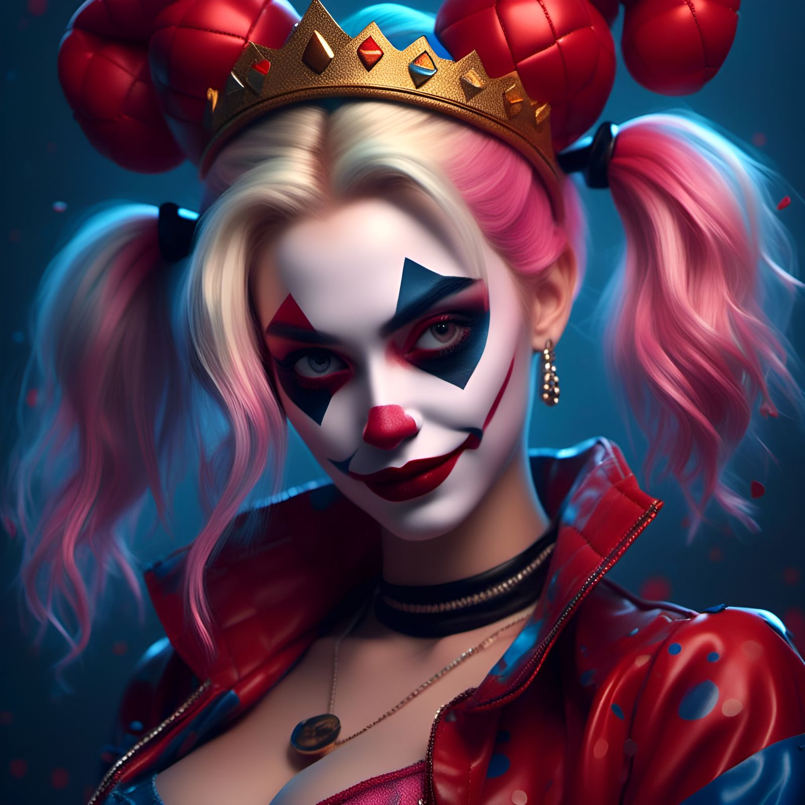 Harley Quinn as Queen: Hyperrealistic Portrait