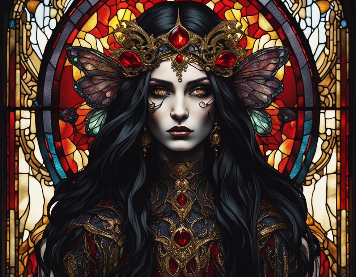 Stained Glass: Sinister Dark Fairy Goddess
