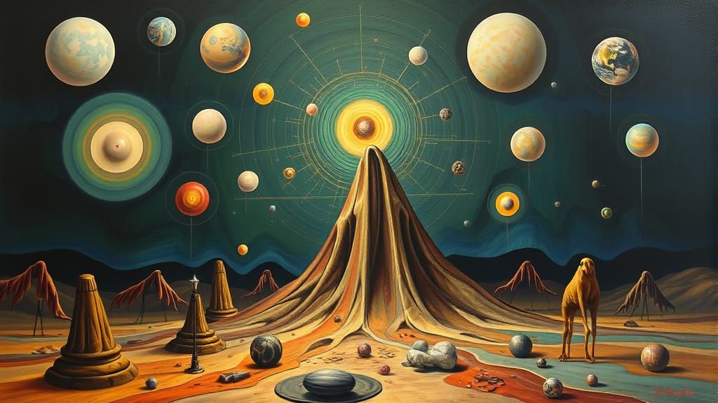 Surreal Melting Landscape in Oil Painting Style