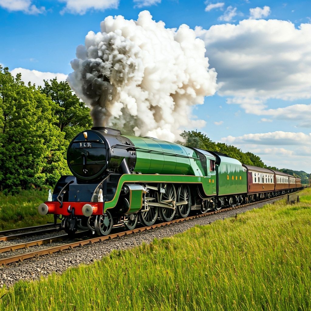 Flying Scotsman Train Chugging Through Countryside, Photorea...