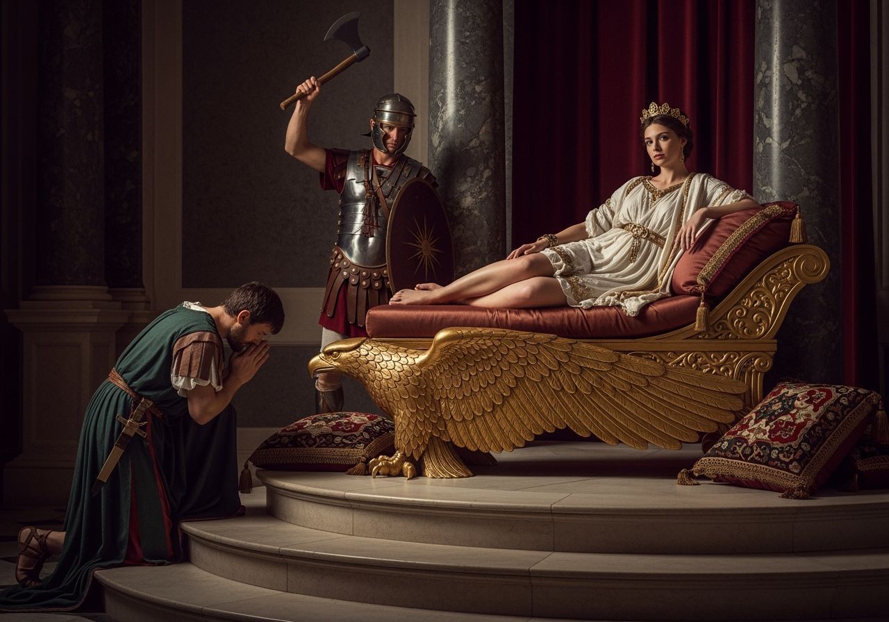 Roman Empress Lounging on Eagle Divan in Baroque Style