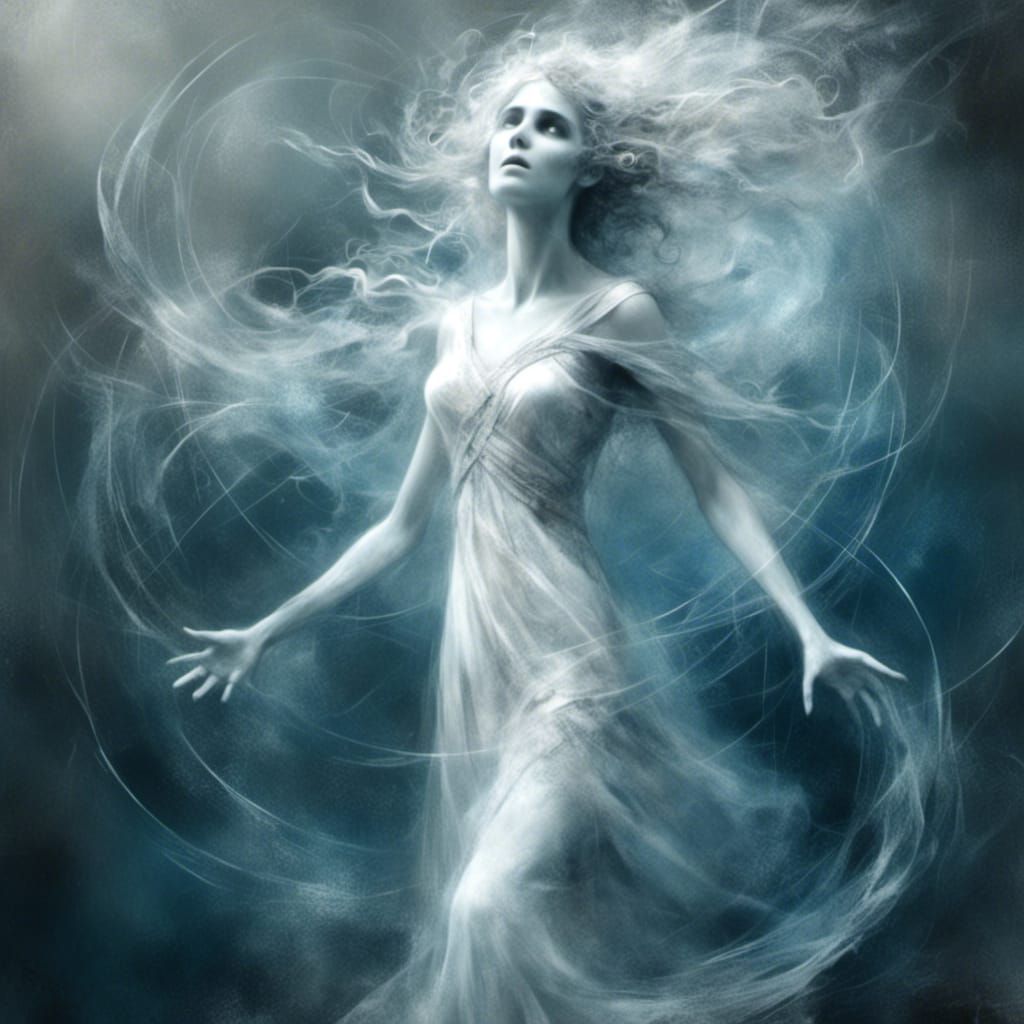 Selene, Ghostly Moon Goddess in Abstract Style