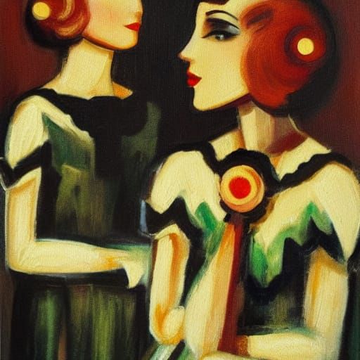 Art Deco Dancers Resting Backstage in 1920s Germany