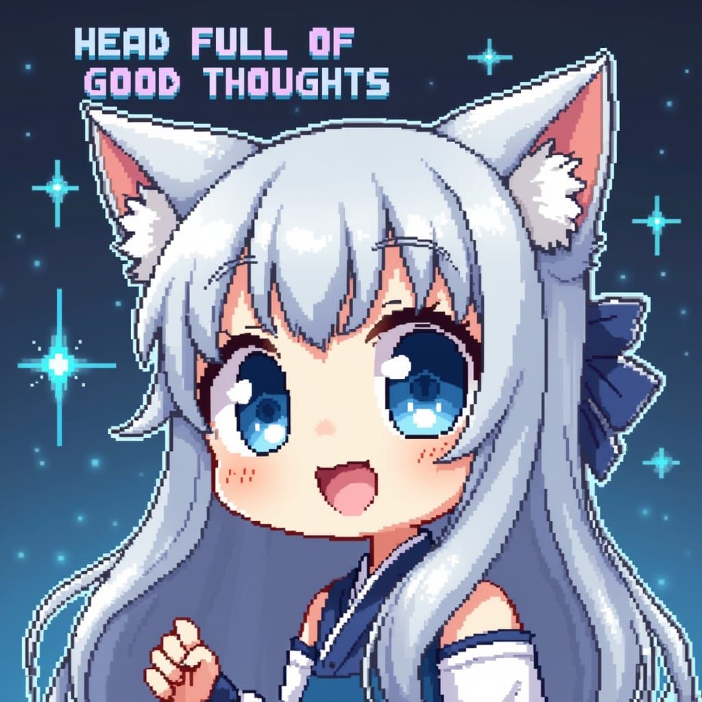 Adorable Chibi Catgirl with Good Thoughts