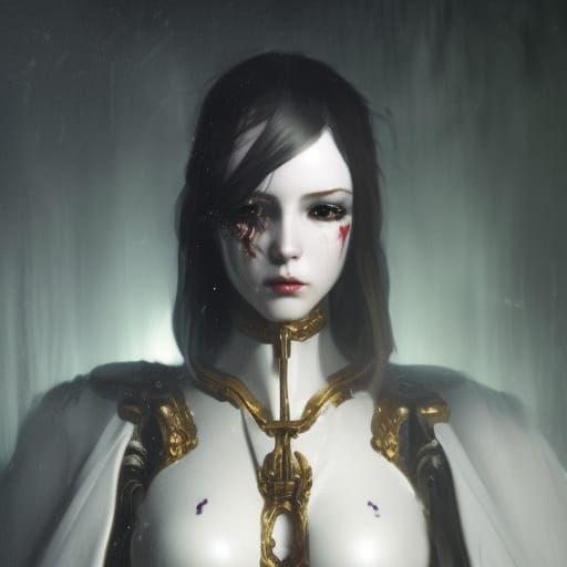 Porcelain Robot in Dark Fantasy Style