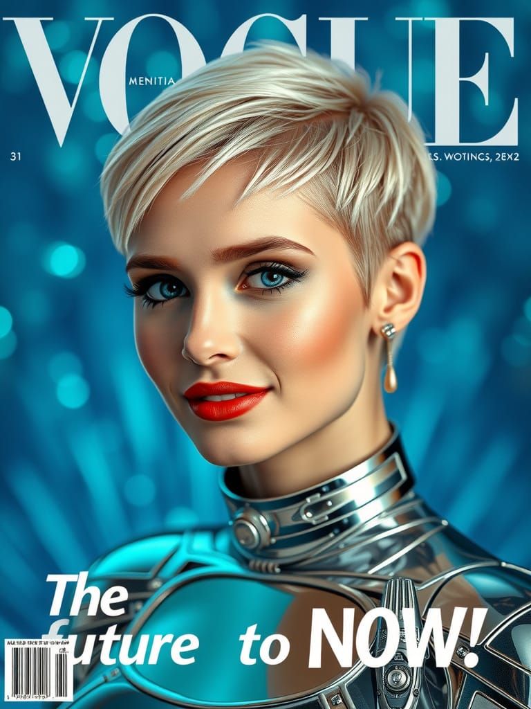 Cyborg Vogue Cover in Futuristic Style