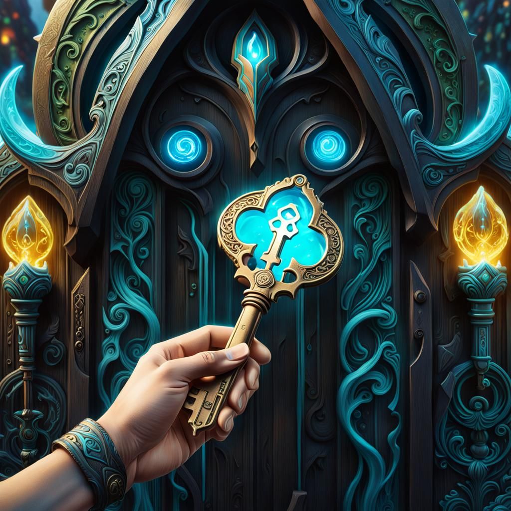 Glowing Asgard Key Held by Elf: Graffiti Art