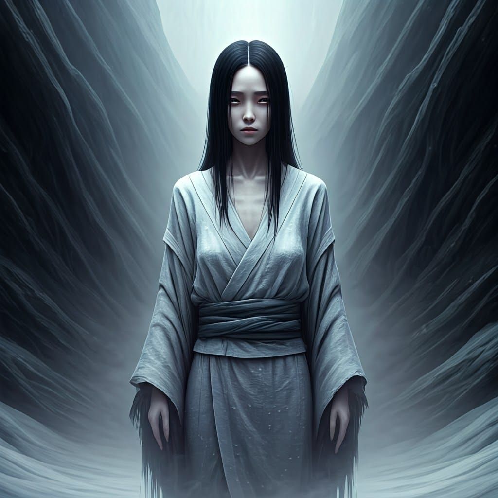 Ethereal Yuki Onna Portrait in Mystical Style