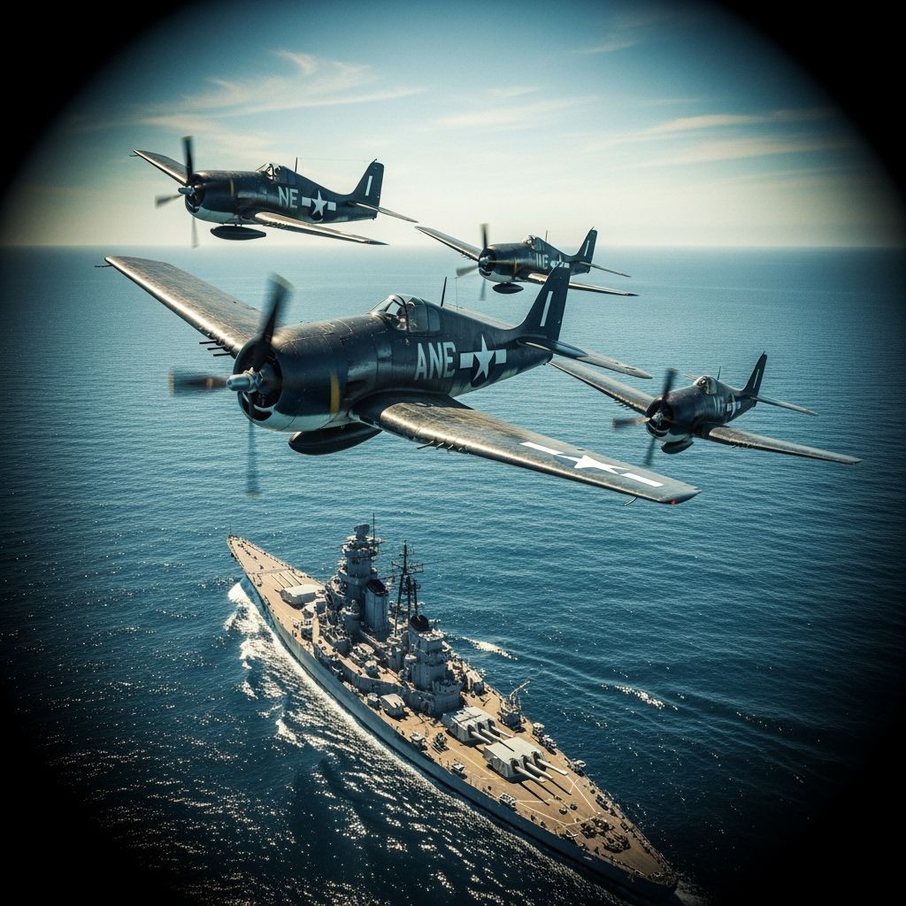 WWII Hellcat Fighters Soar Over USS Missouri
