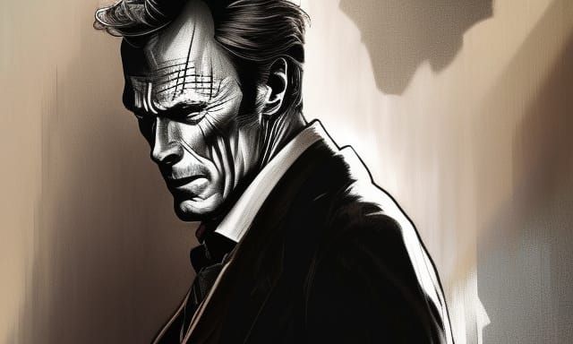Clint Eastwood as Batman Shadow Portrait