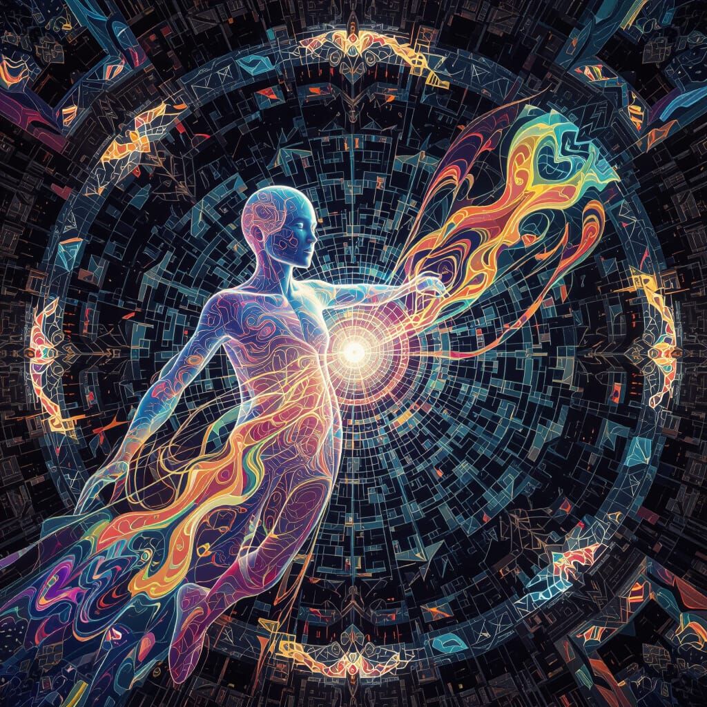 5th Dimensional Being Merges with 3D Matrix