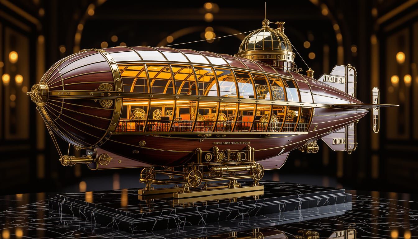 Victorian Steampunk Airship Model: Museum Display