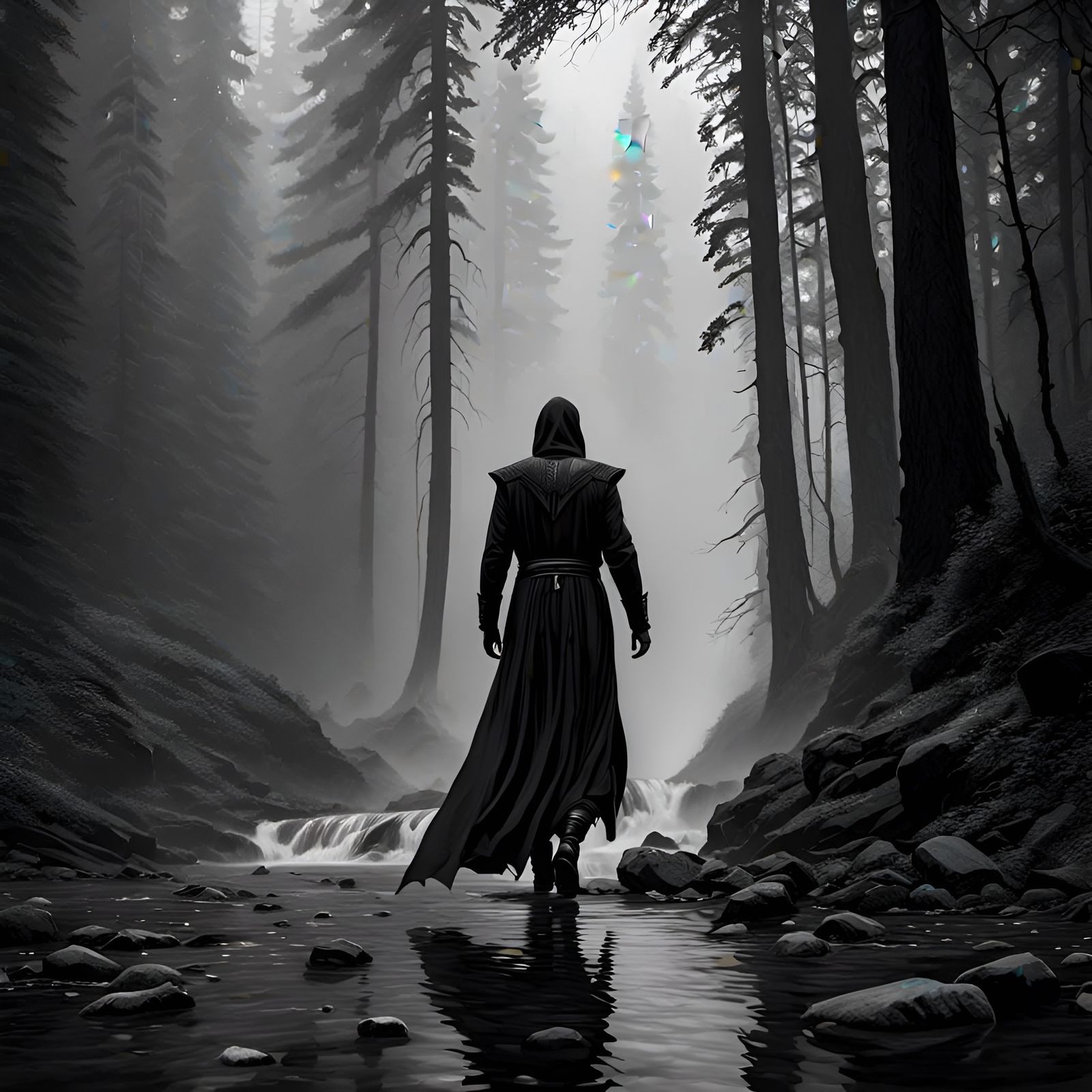 Ethereal Mist: Haunting Memories in Black and White