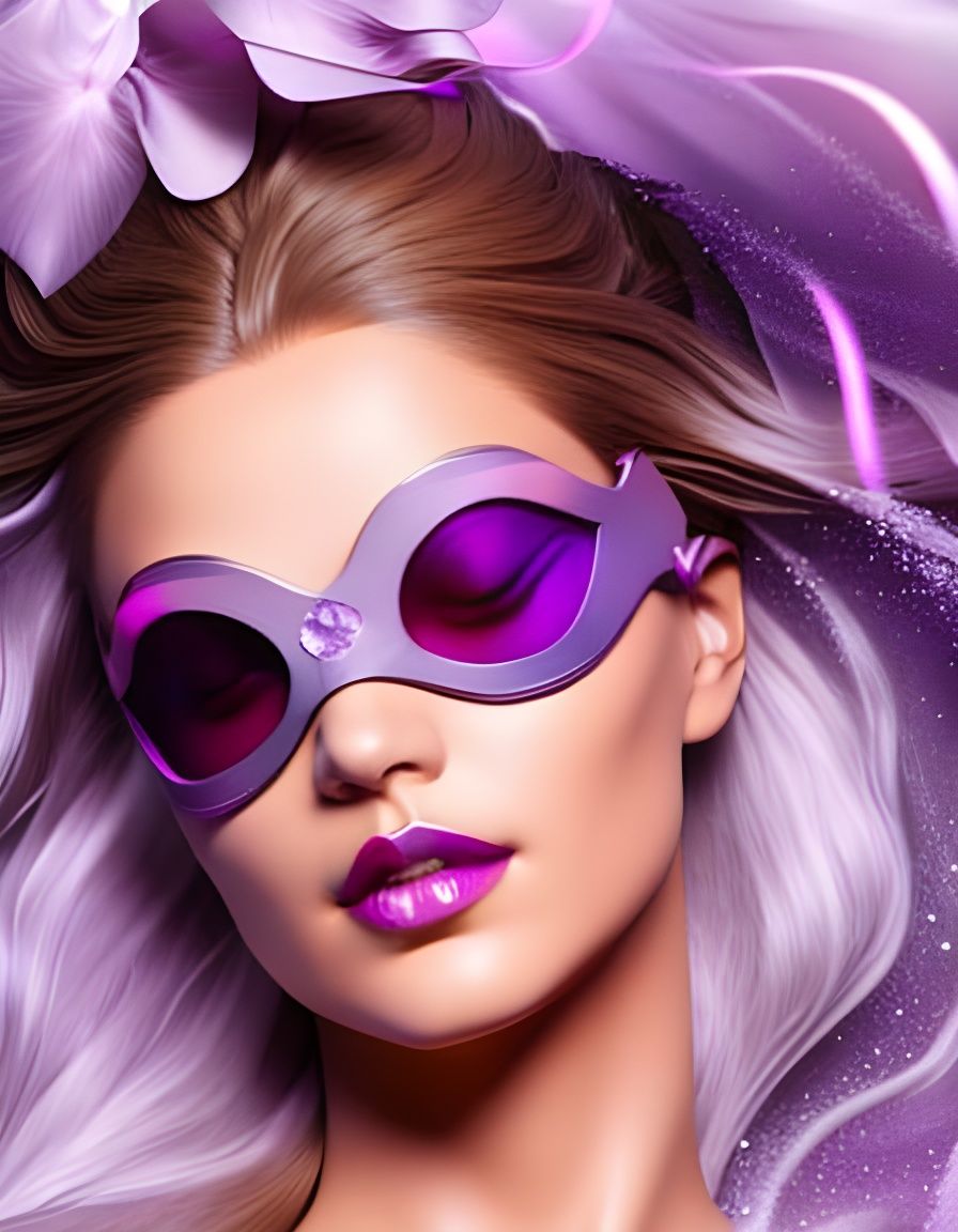 Woman in Purple Sleep Mask: Hyperdetailed Portrait