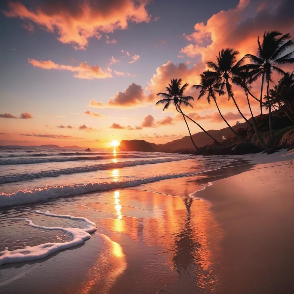 Beautiful Beach Sunset Landscape