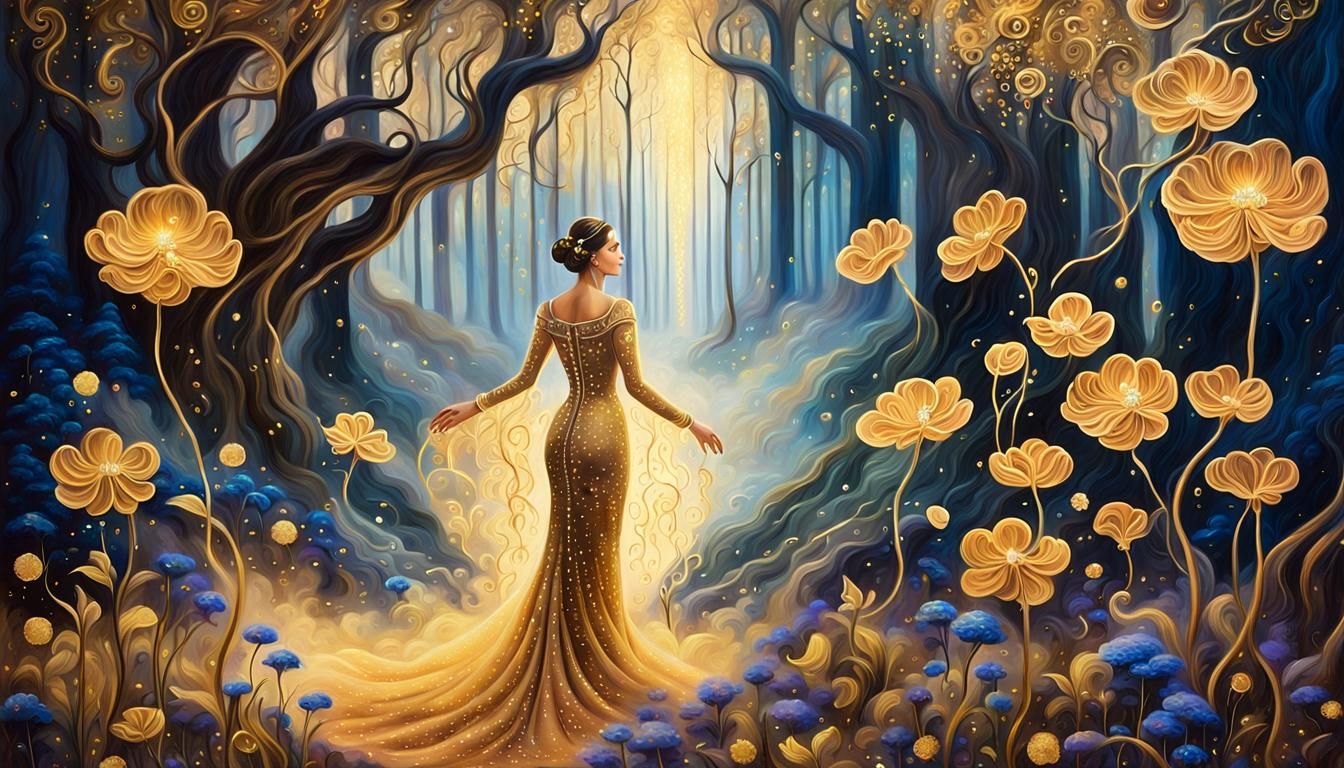 Enchanted Forest Girl in Dreamy Oil Painting Style