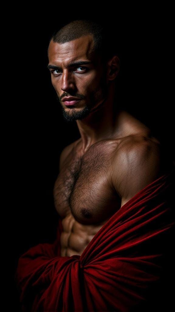 Dramatic Portrait of Male Model in Hyperrealist Style