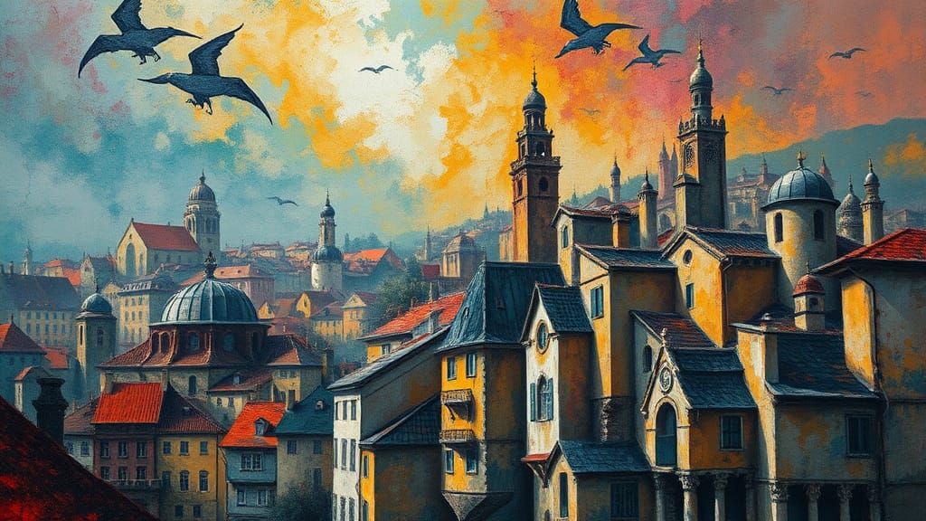 Dreamlike Yugoslavia: An Impasto Palette Knife Scene