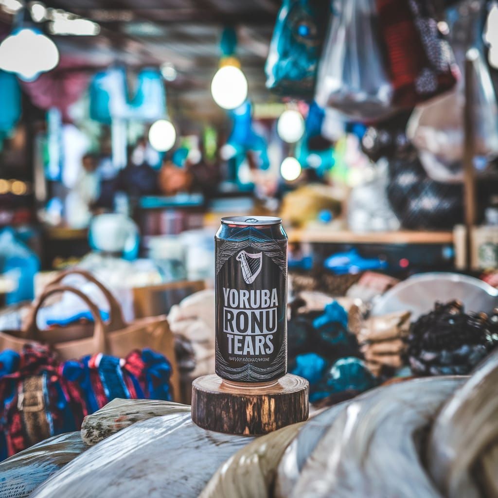Nigerian Market Scene: "Yoruba Ronu Tears" Can