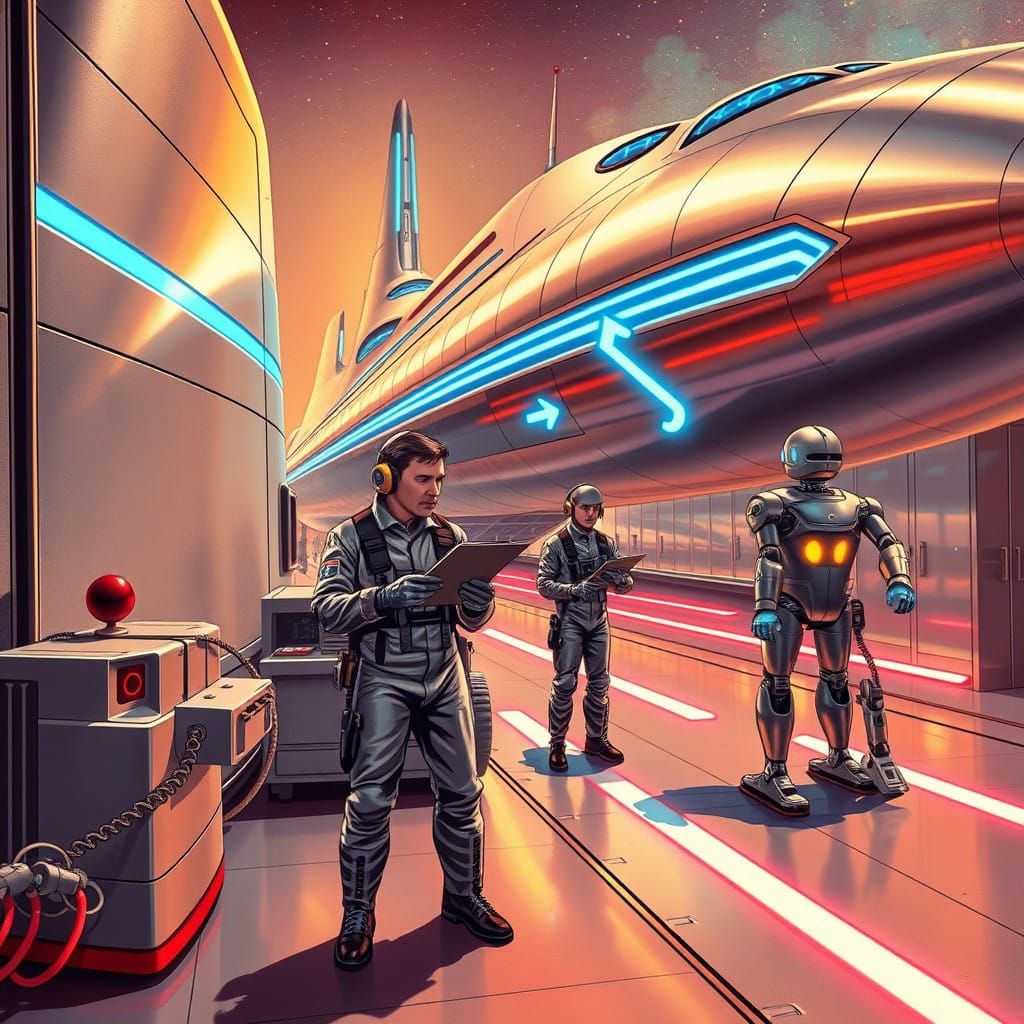 Retro-Futuristic Spaceport at Dawn of a New Era