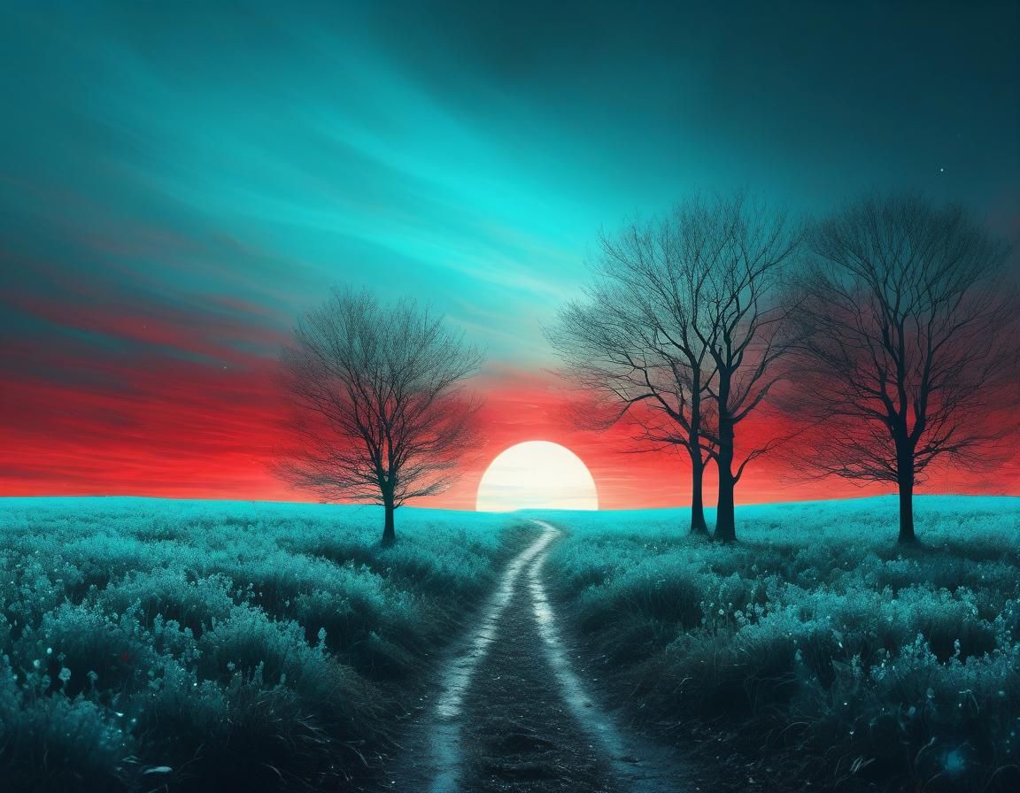 Ethereal Abstract Landscape in Lucid Colors