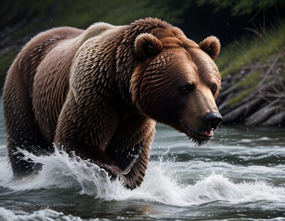 Epic Brown Bear in Hyperrealistic Cinematic Portrait
