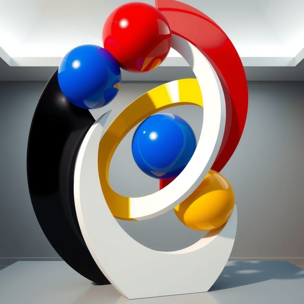 Bauhaus-Inspired Geometric Sculpture in Vibrant Colors