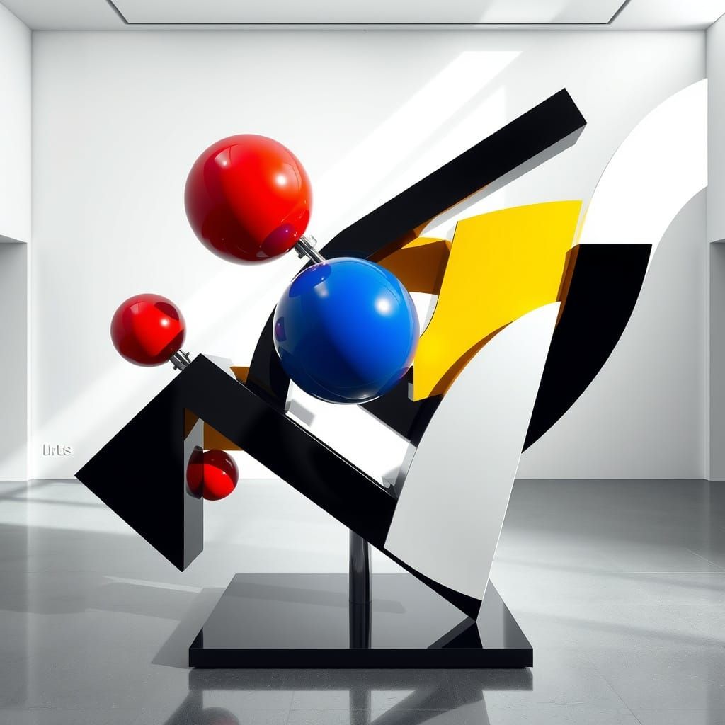 Bauhaus-Inspired Geometric Sculpture in Vibrant Colors