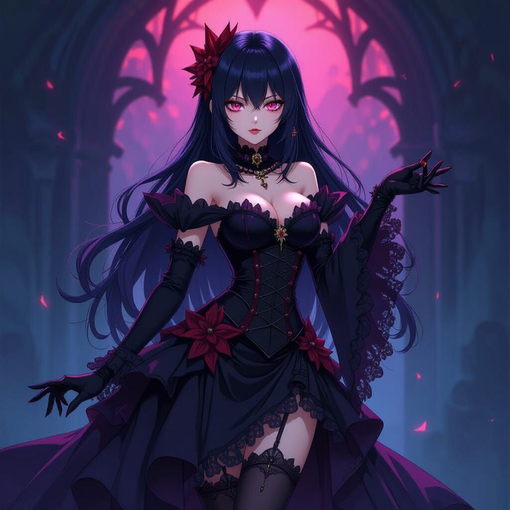 Vampiric Girl in Gothic Style, Dynamic Manga Anime