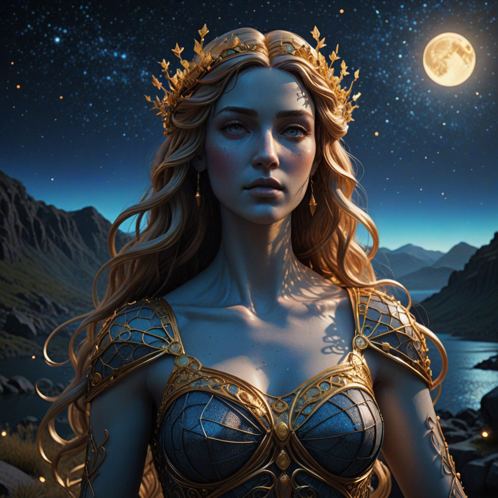 Goddess of Love in Starry Night Glory