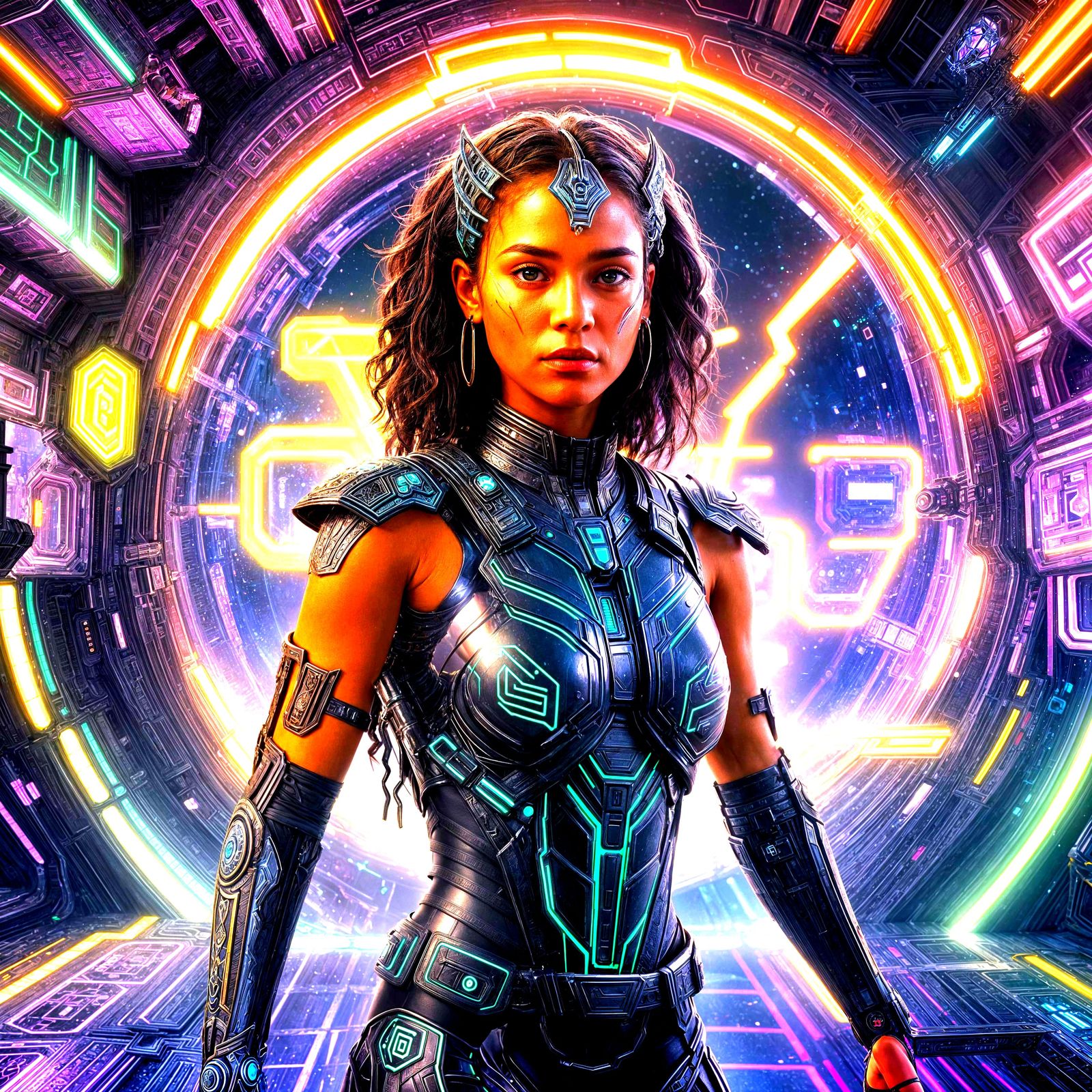 Egyptian Cat Goddess in Futuristic Spaceship