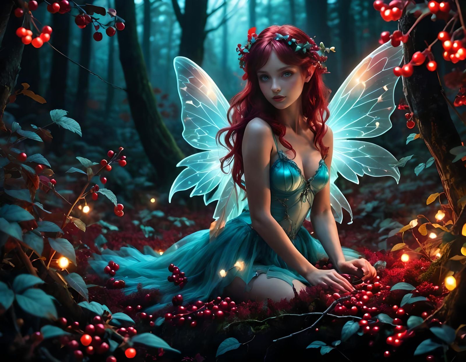 Cranberry Fairy  (Cranberry and Cyan)