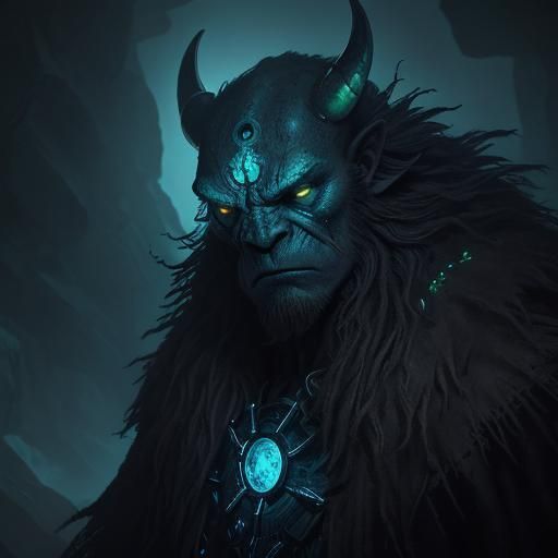 Mystical Four-Eyed Creature Argos in Dark Chamber