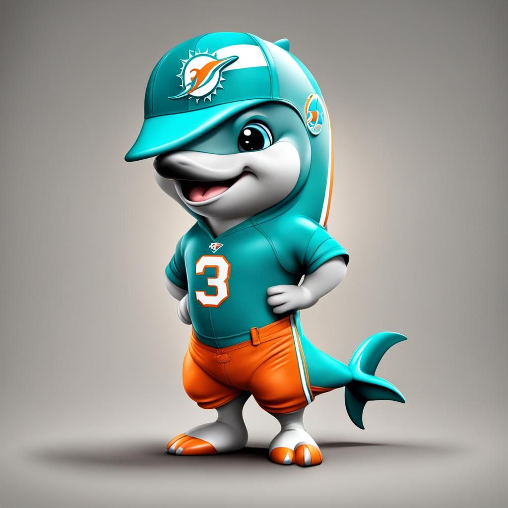 Pixar Caricature: Baby Dolphin in Dolphins Jersey
