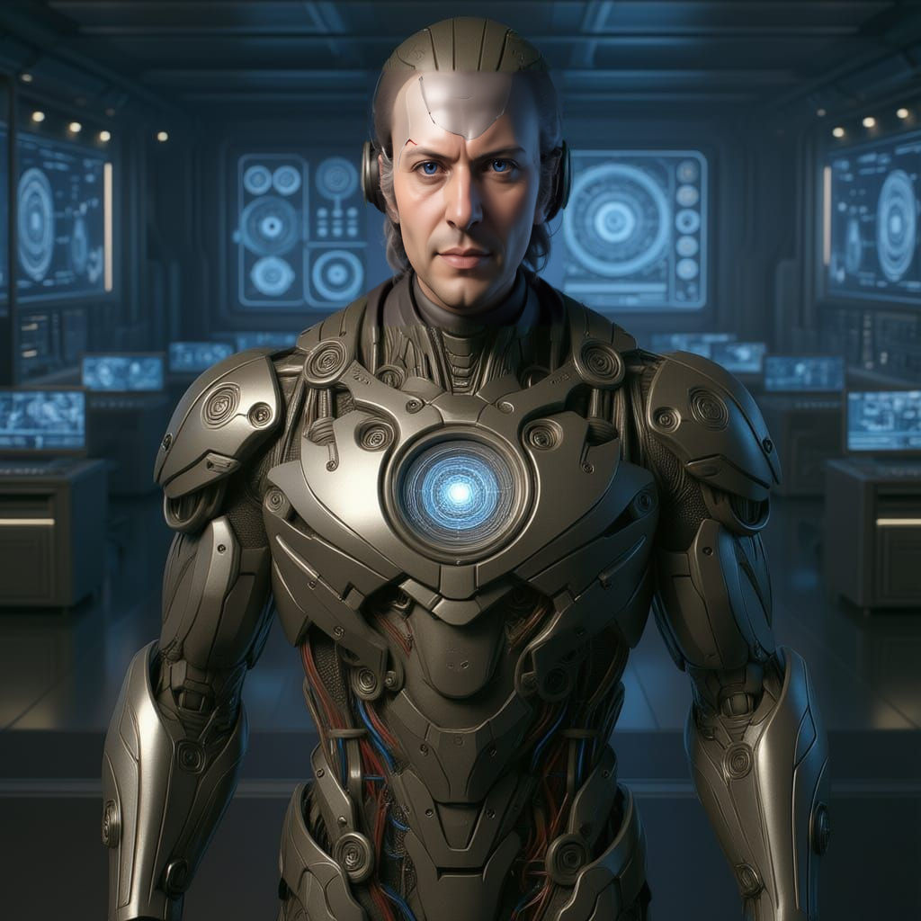 AI Generated Engineer in High-Tech Lab with Advanced Suit