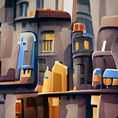 Minimalist Gouache Painting of City Streets