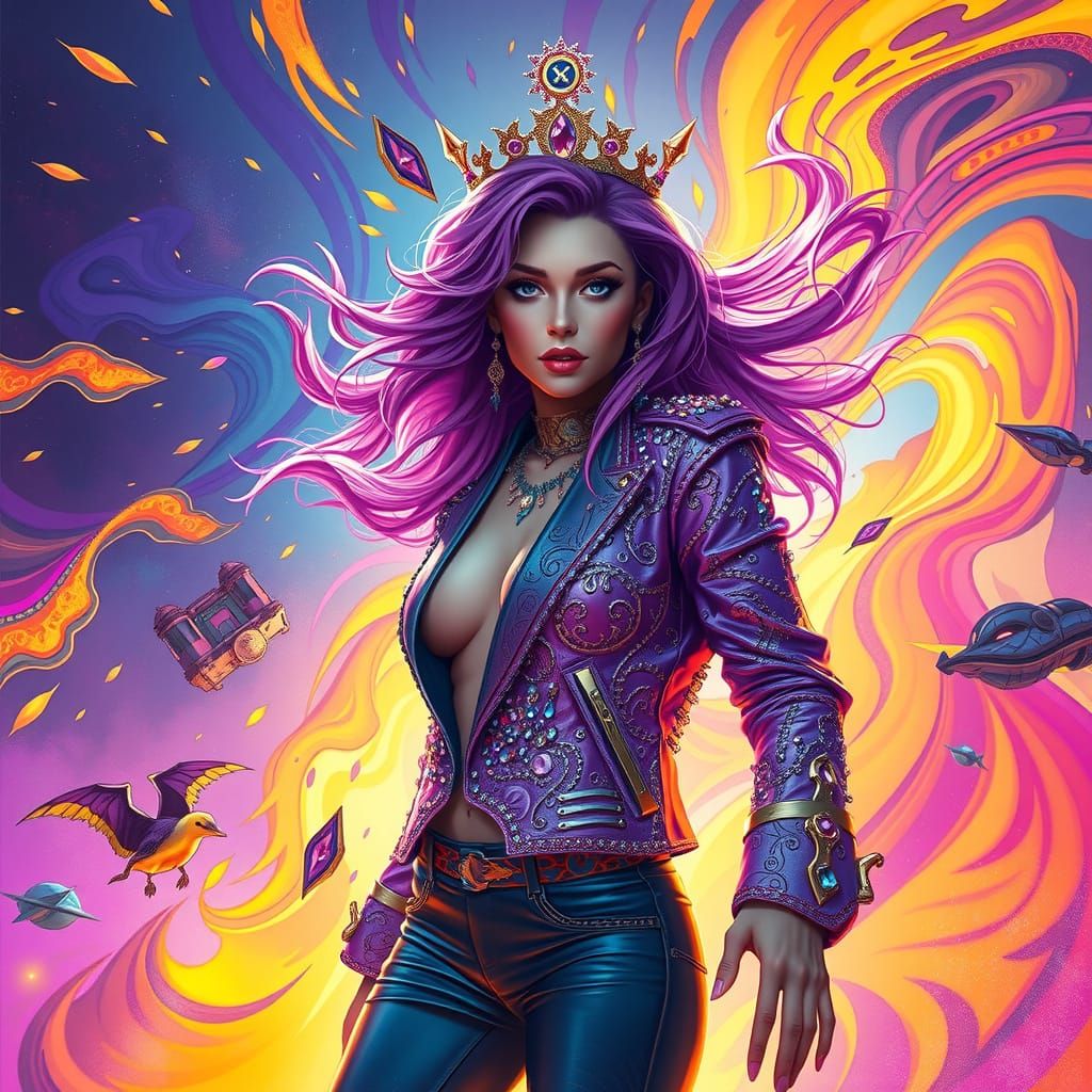 Purple Rockstar Reigns Supreme in Vibrant Fantasy Realm