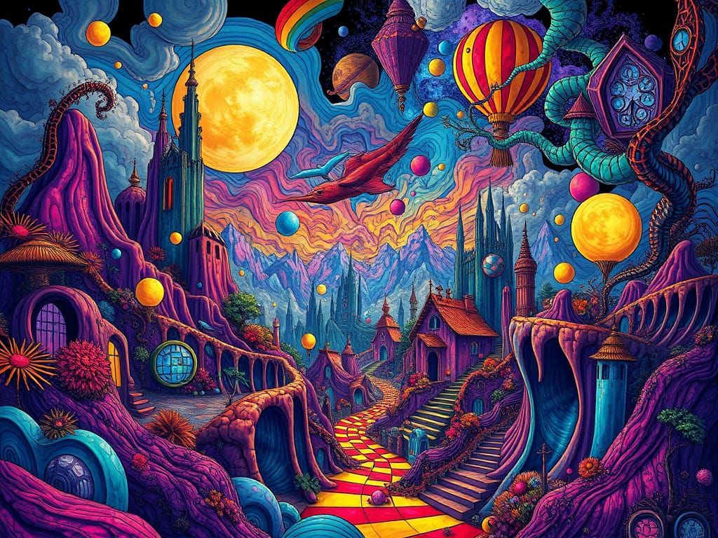 Psychedelic Dreamscape: A Surreal World in Vibrant Colors