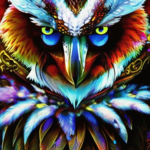 Majestic old owl with glasses