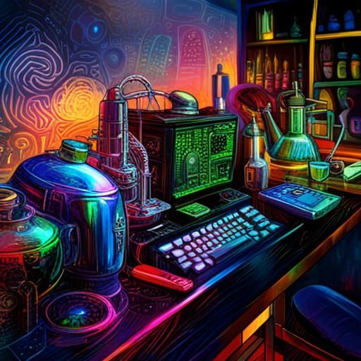 Futuristic Black Computer with Alien Writing