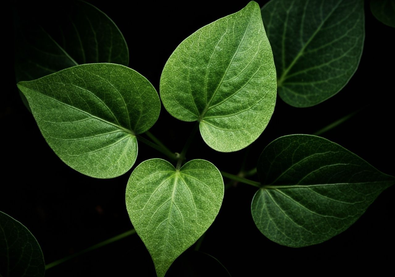 Heart-Shaped Leaves in Hyperrealistic Close-Up
