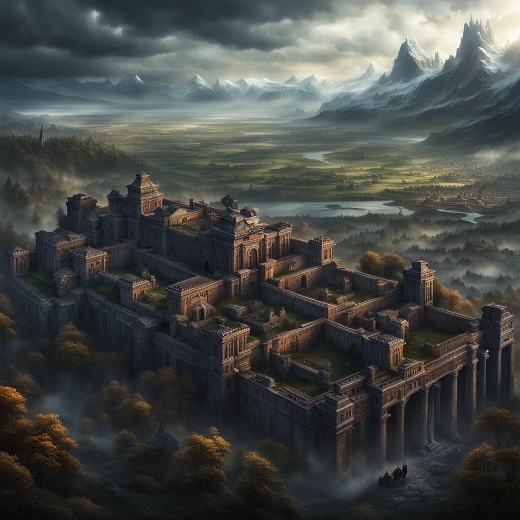 Dark Fantasy Roman Metropolis in Tundra