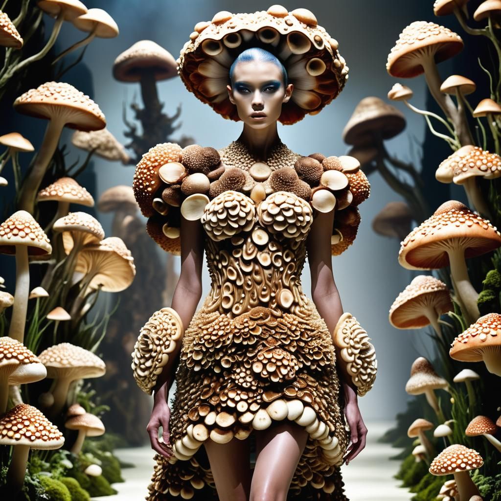 Surreal Mushroom Dress in Haute Couture Fashion
