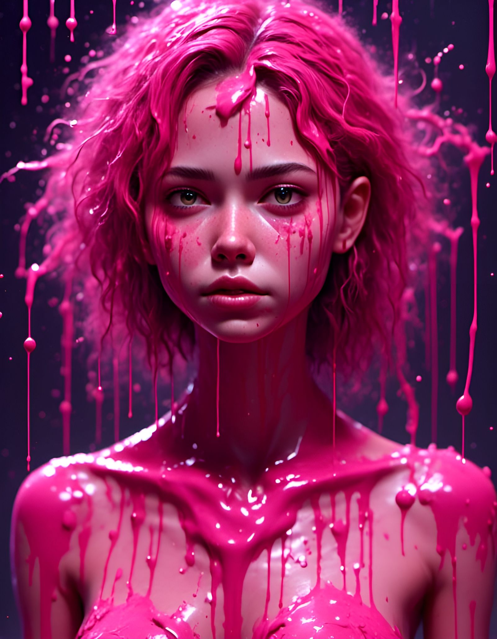 Pink Graffiti Girl in Splatoon Style