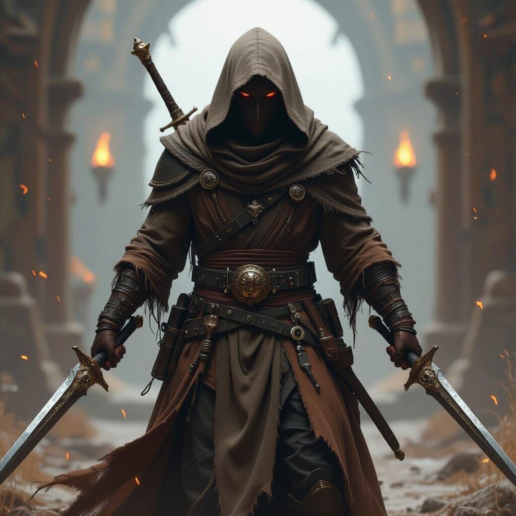 Mystical Psyker with Blades in Fantasy Art Style